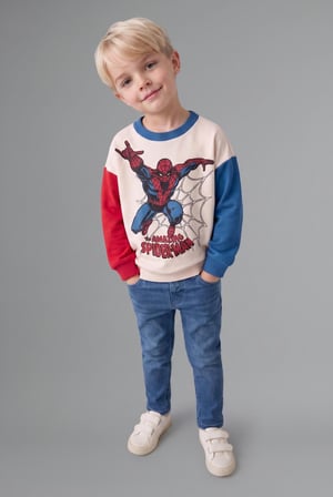 DeFacto Marvel Spider-Man Baskılı Renk Bloklu Oversize Sweatshirt Erkek Bebek I3542A526WNER118