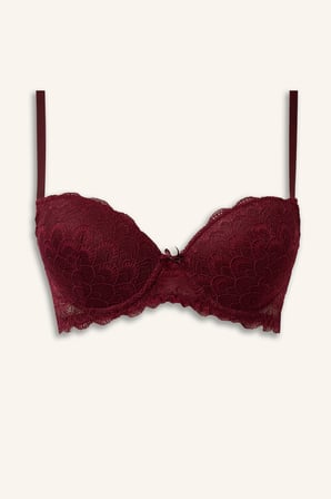 Dantel Kaplı Push Up Balenli Bra
