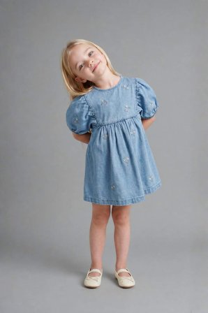 DeFacto %100 Pamuk Pamuklu Denim Elbise Kız Bebek H4072A526SMNM39