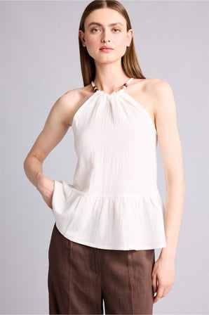 DeFacto Regular Fıt Halter Yaka Müslin Kolsuz Bluz H5972AX26SMWT34