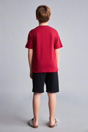 DeFacto %100 Pamuk Galatasaray Kısa Kollu Pijama Üstü Şort Pijama Alt 2'li Pijama Takımı Erkek Çocuk H7340A826HSRD119