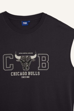 DeFacto %100 Pamuk NBA Chıcago Bulls Lisanslı Oversıze Antrasit Atlet H3860AX26SMAR214