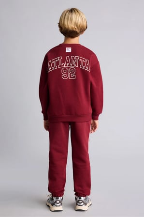 Bisiklet Yaka Numara Baskılı İçi Yumuşak Tüylü Kalın Sweatshirt Erkek Çocuk