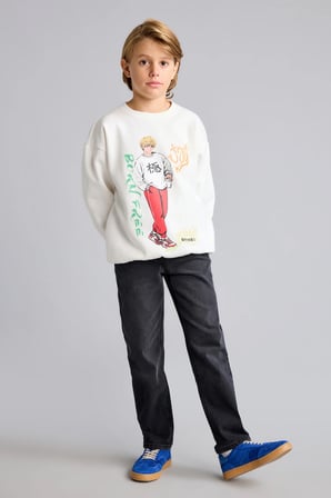 Overshırt Fıt Bisiklet Yaka İçi Yumuşak Tüylü Kalın Sweatshirt Erkek Çocuk