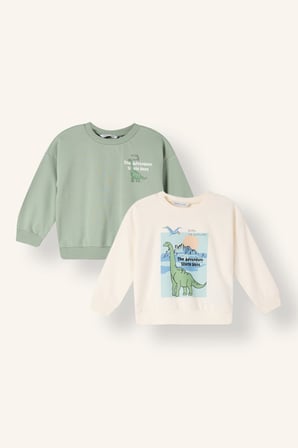 Oversıze Sweatshirt Kumaşı 2'li Sweatshirt Erkek Bebek