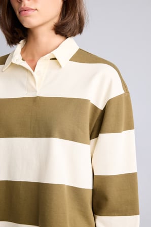 DeFacto Long Fit Polo Yaka Uzun Kollu Çizgili Sweatshirt I2960AX26AUBG759