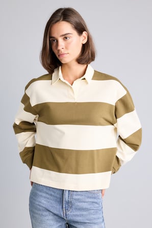 DeFacto Long Fit Polo Yaka Uzun Kollu Çizgili Sweatshirt I2960AX26AUBG759