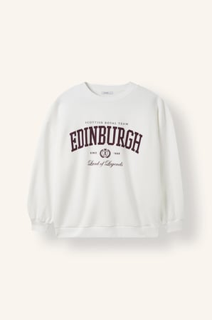 Okula Dönüş Oversıze Bisiklet Yaka Üniversite Baskılı Kalın Sweatshirt Kumaşı Sweatshirt