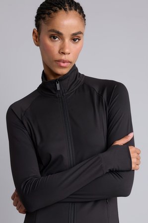 DeFacto Esnek Kumaş Fermuarlı Reglan Kol Fitted Dik Yaka Sporcu Hırka H5287AX26AUBK81