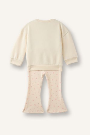 DeFacto Bisiklet Yaka Sweatshirt Üst İspanyol Paça Tayt Alt 2'li Takım Kız Bebek I3840A526WNER233