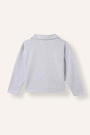 DeFacto Relax Fit Polo Yaka Kolej Baskılı Crop Sweatshirt Kız Çocuk I4898A826AUGR421