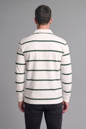 DeFacto %100 Pamuk Relax Fit Çizgili Polo Yaka Uzun Kol Sweatshirt H5038AX26AUGN149