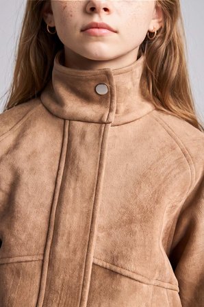 DeFacto Ultra Yumuşak Suede Fermuarlı Cepli Kısa Mont Kız Çocuk H7803A826WNBG293