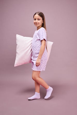 Regular Fıt Fitilli Kaşkorse 2'li Pijama Takımı Kız Çocuk