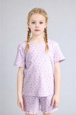 Regular Fıt Fitilli Kaşkorse 2'li Pijama Takımı Kız Çocuk