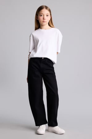 DeFacto %100 Pamuk Baggy Fıt Jean Pantolon Kız Çocuk H6075A826SPNM36
