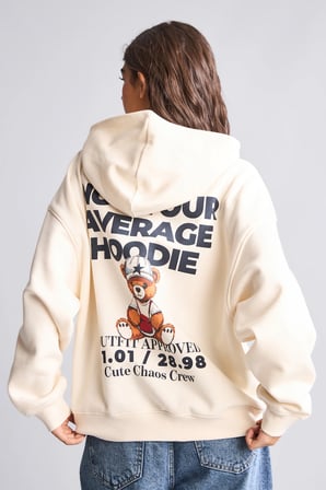 Oversıze Kapüşonlu Sırt Baskılı Kalın Kumaş Sweatshirt