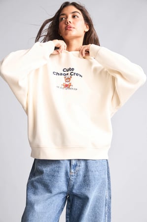 Oversıze Kapüşonlu Sırt Baskılı Kalın Kumaş Sweatshirt