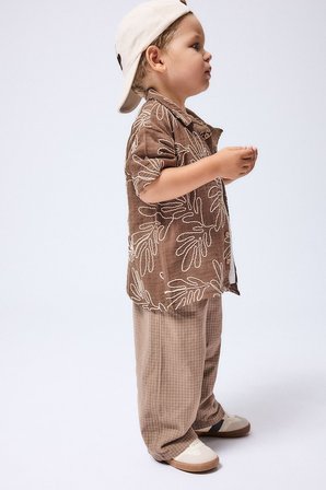 DeFacto Baggy Fit Beli Lastikli Cepli Düz Paça Kareli Pantolon Erkek Bebek I1370A526AUBN560