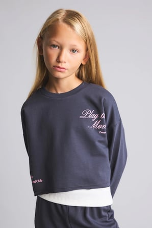 Sweatshirt Kumaşı 3'lü Takım Kız Çocuk