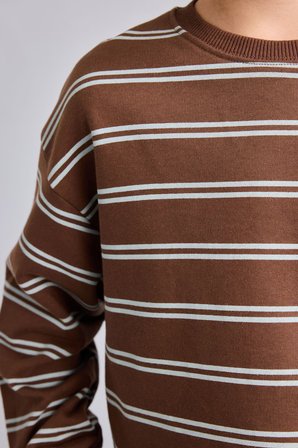 DeFacto Oversize Bisiklet Yaka Çizgili Sweatshirt Erkek Çocuk H9694A826WNBN333