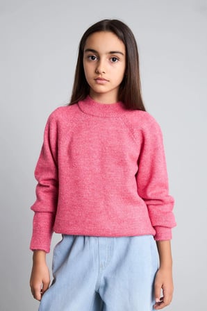 Reglan Kol Bisiklet Yaka Triko Basic Kazak Kız Çocuk