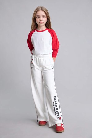 DeFacto Hello Kitty Lisanslı And Friends Wıde Leg Ekru Eşofman Altı Kız Çocuk I1690A826AUER105