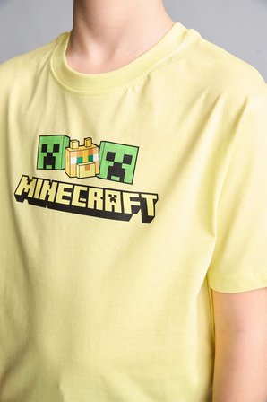 DeFacto New Regular Fıt Bisiklet Yaka Minecraft Baskılı Kısa Kollu Tişört Erkek Çocuk H4340A826HSYL487