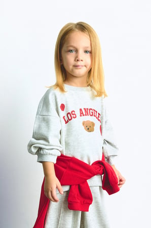 DeFacto Regular Fit Bisiklet Yaka Baskılı Kalın Sweatshirt Kız Bebek I1707A526AUGR421