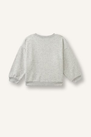 Regular Fit Bisiklet Yaka Baskılı Kalın Sweatshirt Kız Bebek