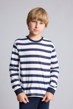 DeFacto Çizgili Uzun Kollu Pijama Üstü Esnek Belli Uzun Pijama Altı 2'li Pijama Takımı Erkek Çocuk I1188A826AUNV135