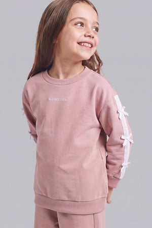 DeFacto %100 Pamuk Fiyonk Detaylı Baskılı Basic Sweatshirt Üst Geniş Kesim Alt 2'li Takım Kız Bebek I3660A526AUPR347