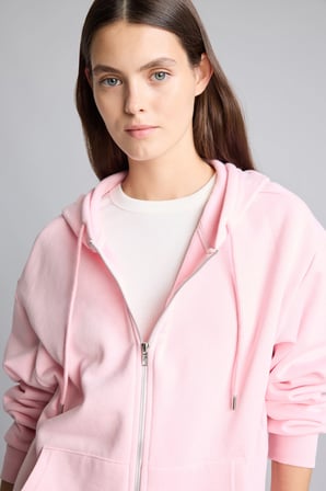 Relax Fit Kapüşonlu Cepli Basıc Fermuarlı Sweatshirt