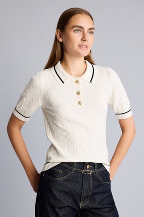 Kısa Kollu Fitilli Polo Yaka Basic Kazak