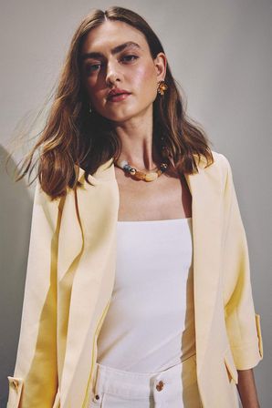 Oversıze Basic Blazer Beyaz Ceket