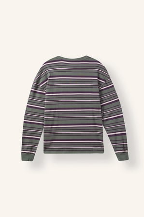 Boxy Fit Bisiklet Yaka Çizgili Sweatshirt