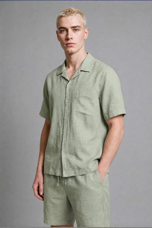 DeFacto Premium Baggy Fit Nane Yeşili Bermuda Şort G0857AX26SMGN1180