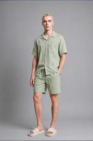 DeFacto Premium Baggy Fit Nane Yeşili Bermuda Şort G0857AX26SMGN1180