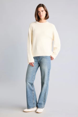 Oversize Bisiklet Yaka Reglan Kol Yün Karışımlı Basic Kazak