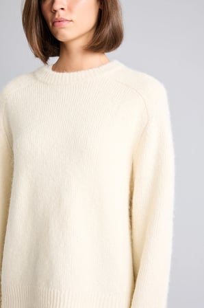 Oversize Bisiklet Yaka Reglan Kol Yün Karışımlı Basic Kazak