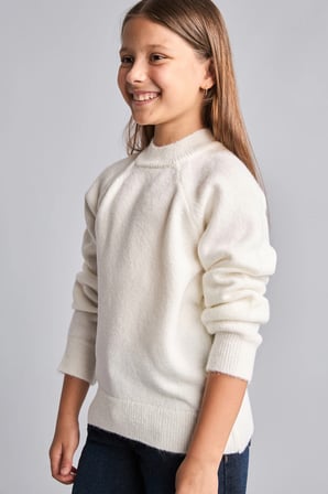 Reglan Kol Bisiklet Yaka Triko Basic Kazak Kız Çocuk