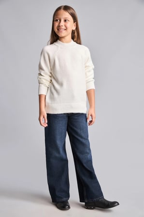 Reglan Kol Bisiklet Yaka Triko Basic Kazak Kız Çocuk