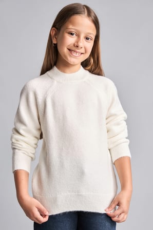 Reglan Kol Bisiklet Yaka Triko Basic Kazak Kız Çocuk