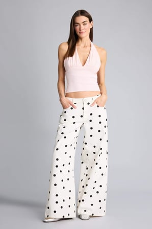 Afra x Defacto Baggy Fıt Cepli Normal Bel Gabardin Puantiyeli Pantolon H1890AX26SMWT81