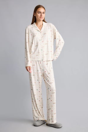 Regular Fit Uzun Kollu Desenli 2'li Pijama Takımı