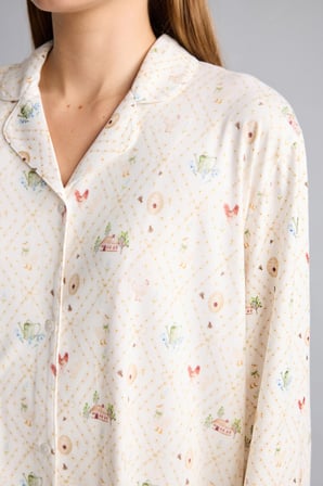 Regular Fit Uzun Kollu Desenli 2'li Pijama Takımı