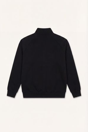 Boxy Fit Dik Yaka Baskılı İçi Yumuşak Tüylü Cepli Fermuarlı Sweatshirt