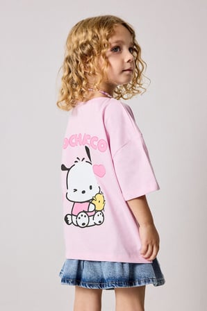 Pochacco Lisanslı Penye Kısa Kollu Leylak Tişört Kız Bebek