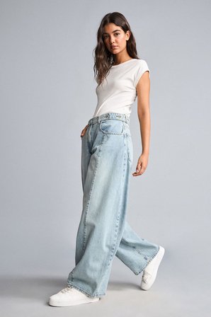 %100 Pamuk Barrel Fıt Jean Pantolon
