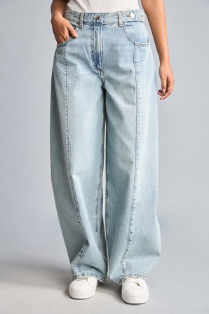 %100 Pamuk Barrel Fıt Jean Pantolon
